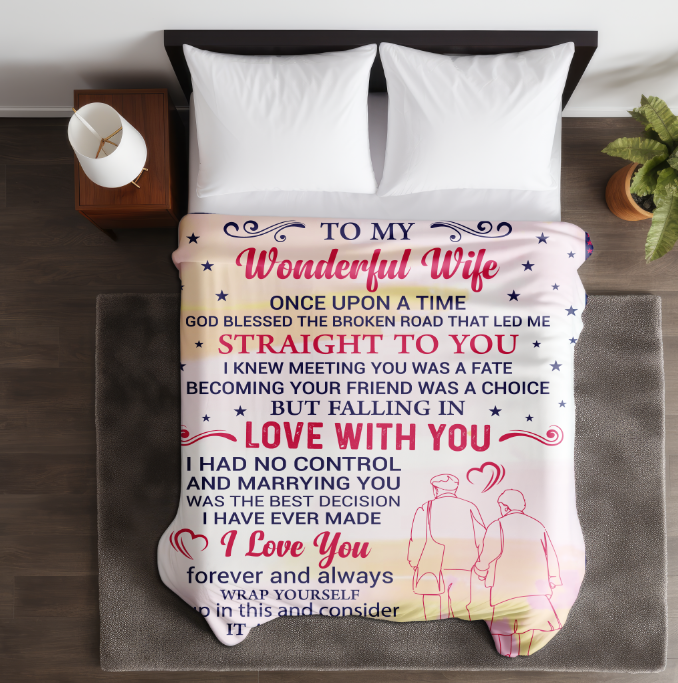 To My Wonderful Wife | Velveteen Plush Blanket